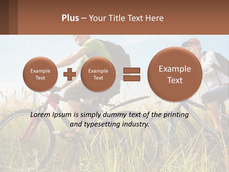 A Couple Of People Riding Bikes Through A Field PowerPoint Template