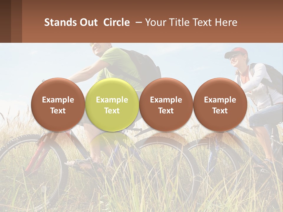 A Couple Of People Riding Bikes Through A Field PowerPoint Template