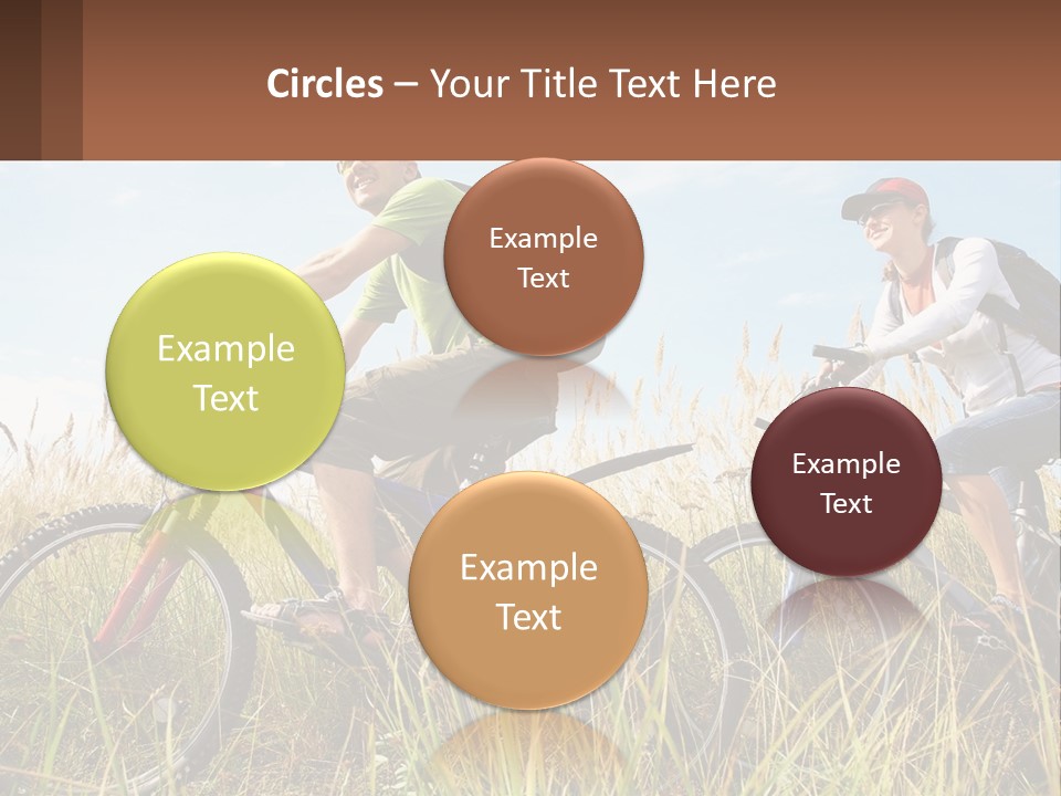 A Couple Of People Riding Bikes Through A Field PowerPoint Template