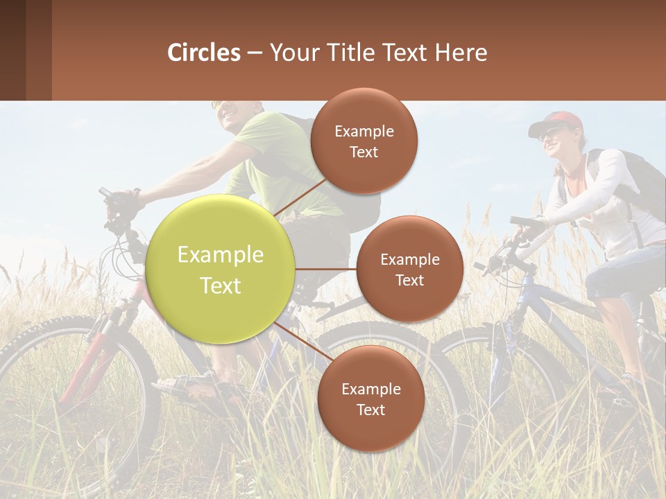 A Couple Of People Riding Bikes Through A Field PowerPoint Template