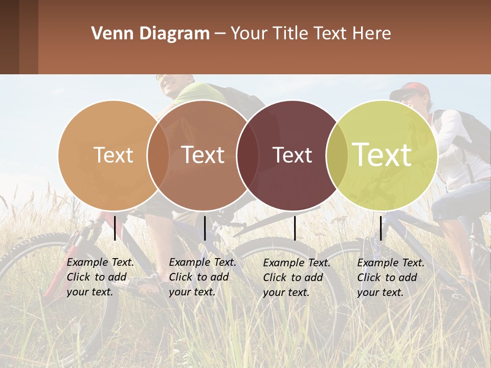 A Couple Of People Riding Bikes Through A Field PowerPoint Template