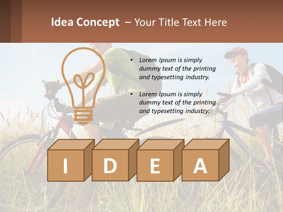 A Couple Of People Riding Bikes Through A Field PowerPoint Template