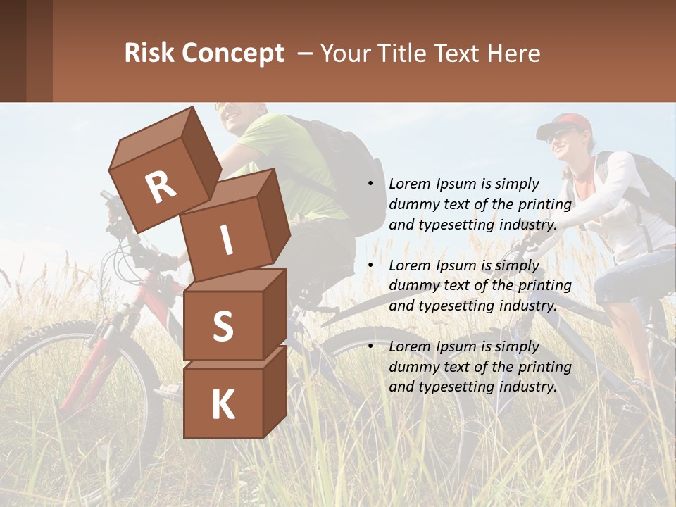 A Couple Of People Riding Bikes Through A Field PowerPoint Template