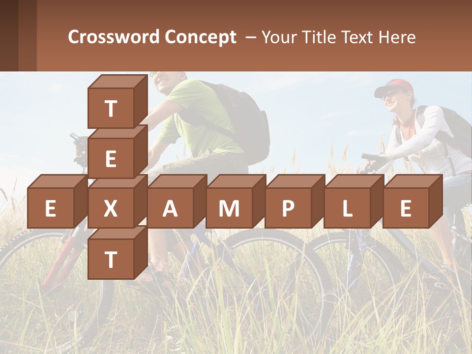 A Couple Of People Riding Bikes Through A Field PowerPoint Template