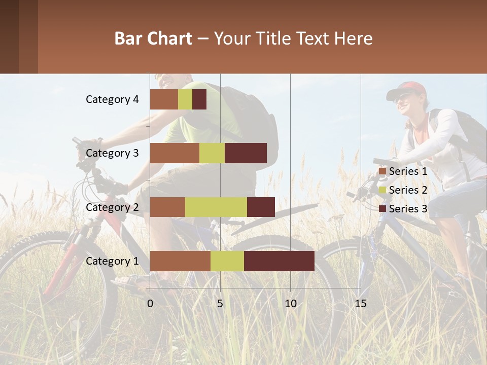 A Couple Of People Riding Bikes Through A Field PowerPoint Template
