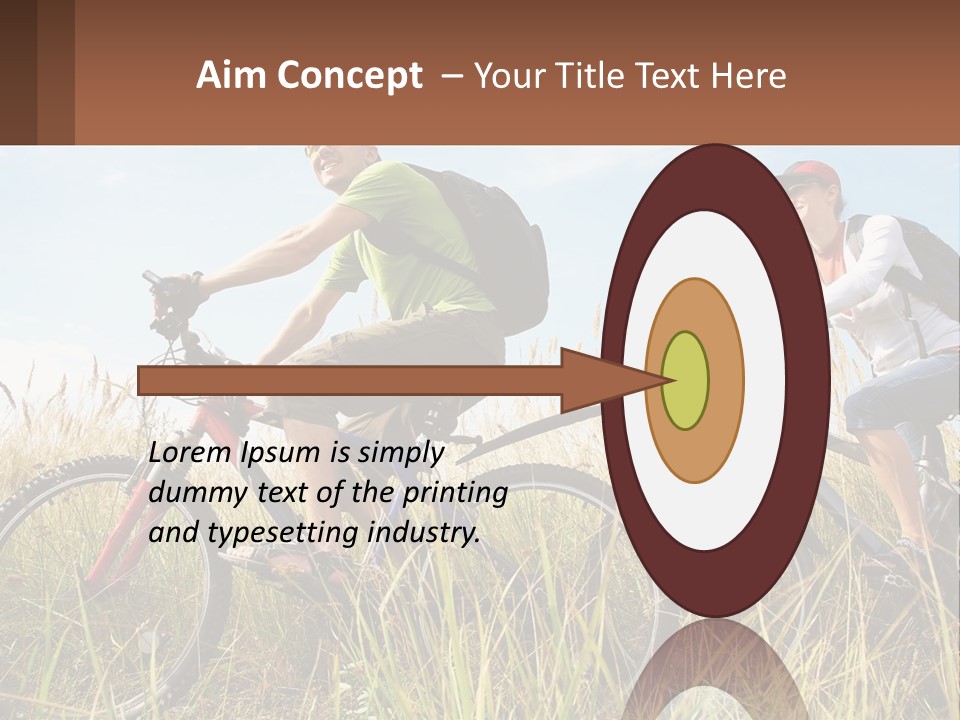 A Couple Of People Riding Bikes Through A Field PowerPoint Template