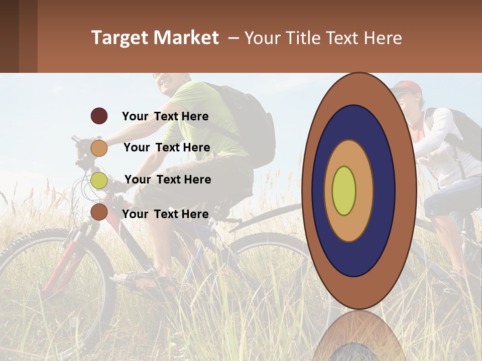 A Couple Of People Riding Bikes Through A Field PowerPoint Template