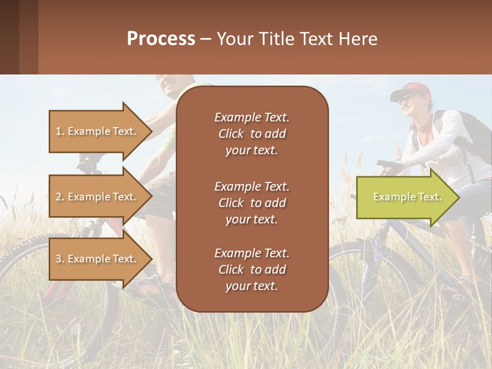 A Couple Of People Riding Bikes Through A Field PowerPoint Template