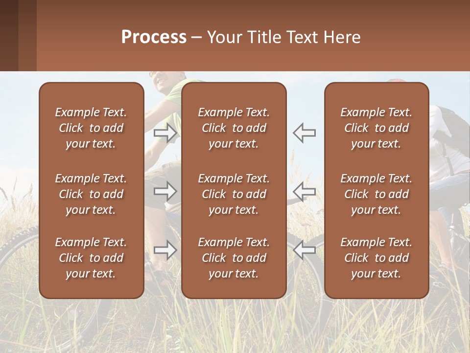 A Couple Of People Riding Bikes Through A Field PowerPoint Template