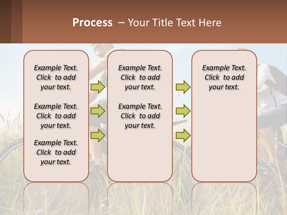 A Couple Of People Riding Bikes Through A Field PowerPoint Template