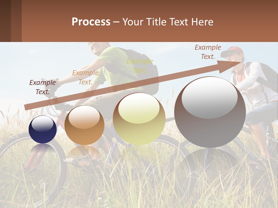 A Couple Of People Riding Bikes Through A Field PowerPoint Template