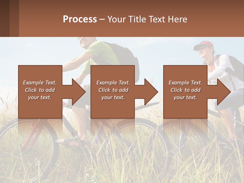 A Couple Of People Riding Bikes Through A Field PowerPoint Template