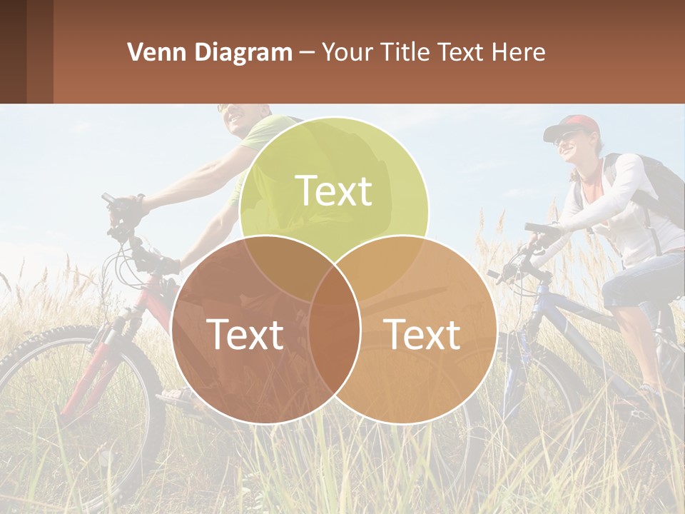 A Couple Of People Riding Bikes Through A Field PowerPoint Template