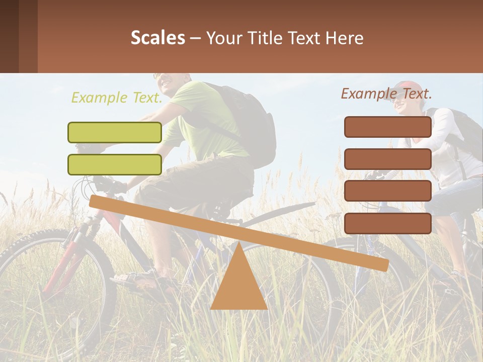 A Couple Of People Riding Bikes Through A Field PowerPoint Template