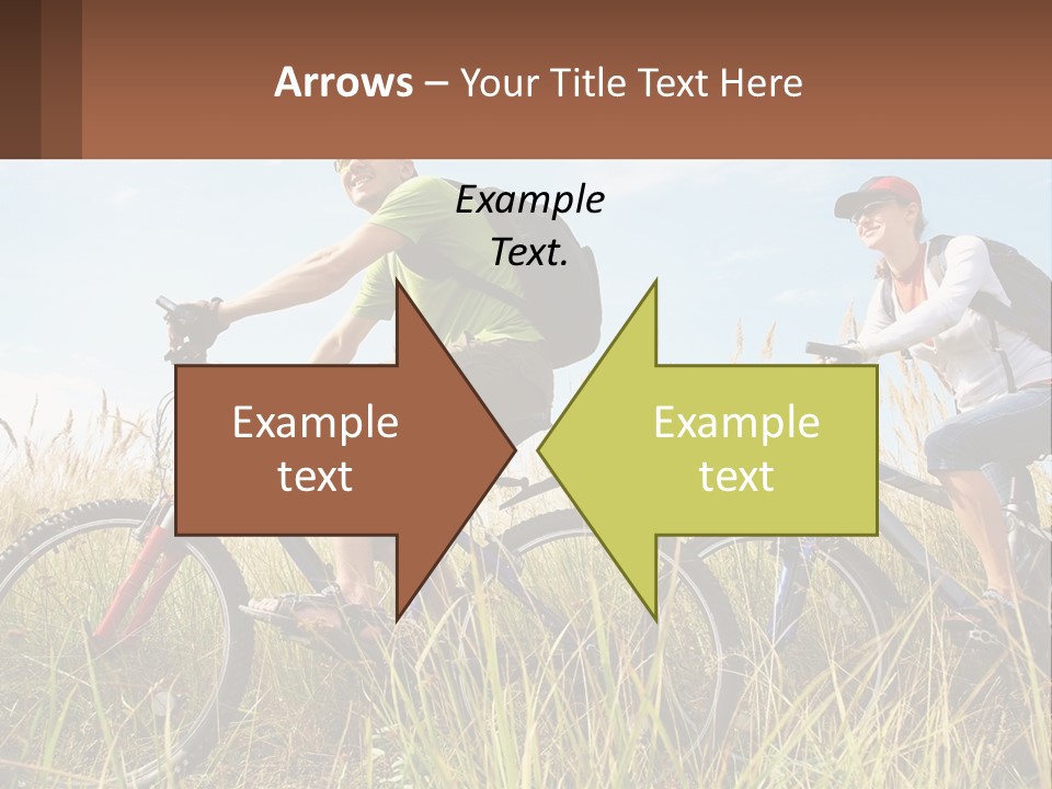 A Couple Of People Riding Bikes Through A Field PowerPoint Template