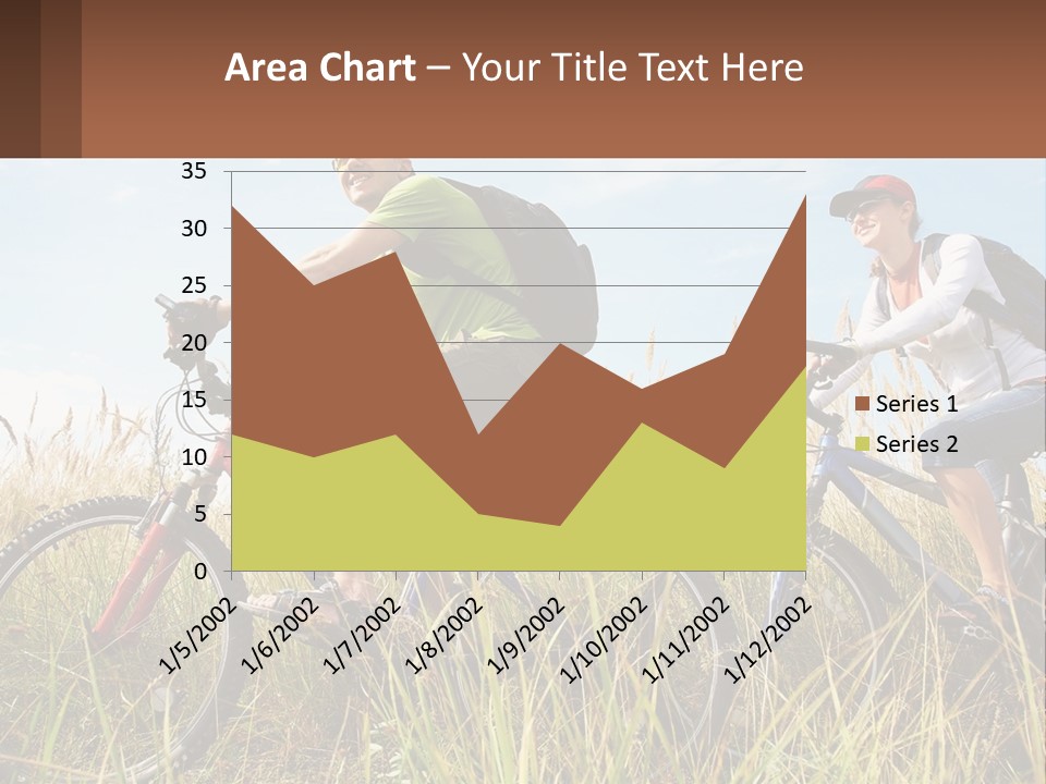 A Couple Of People Riding Bikes Through A Field PowerPoint Template