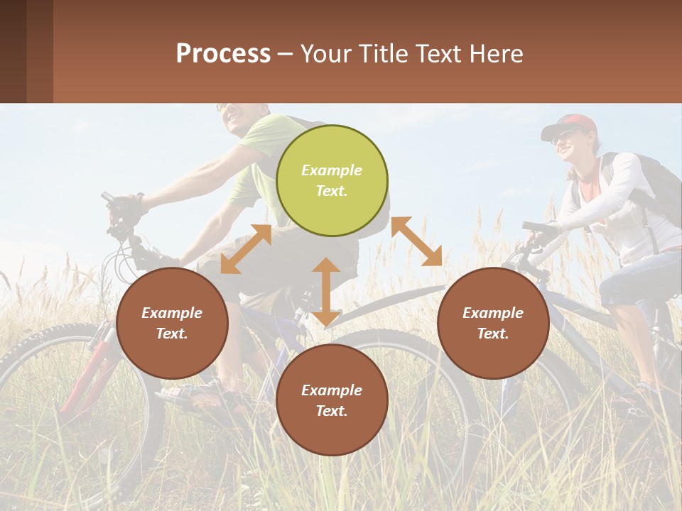 A Couple Of People Riding Bikes Through A Field PowerPoint Template