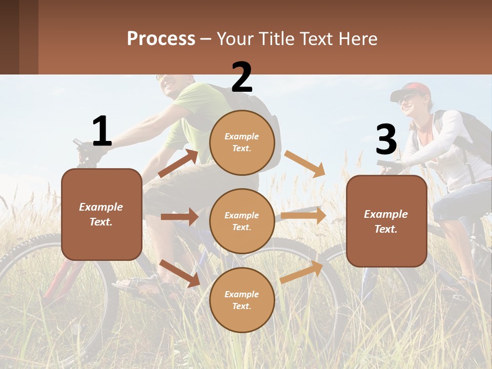 A Couple Of People Riding Bikes Through A Field PowerPoint Template