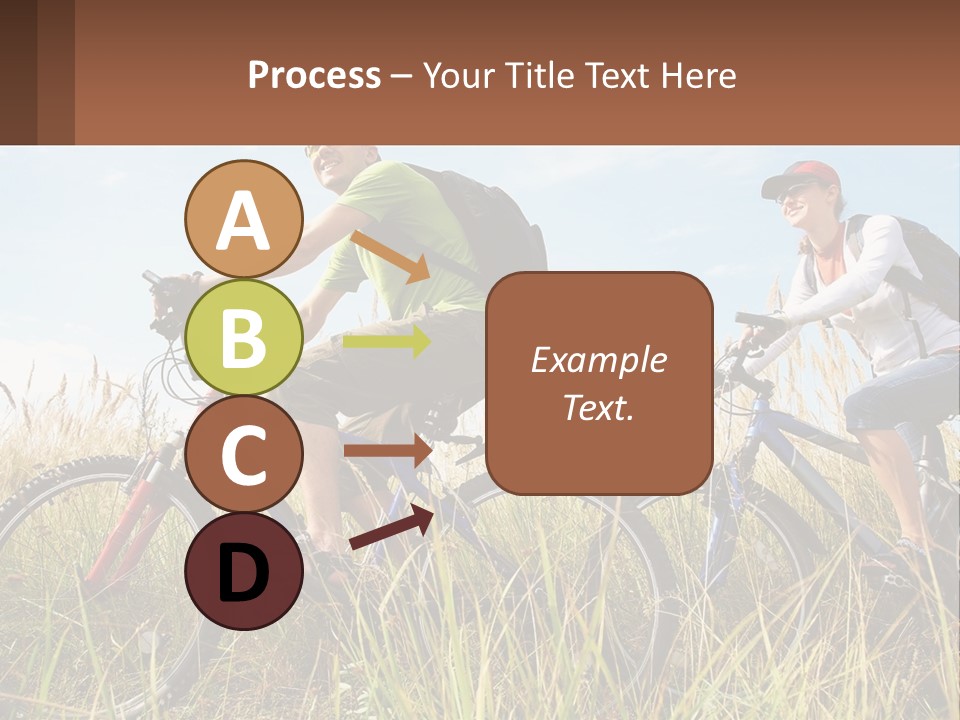 A Couple Of People Riding Bikes Through A Field PowerPoint Template