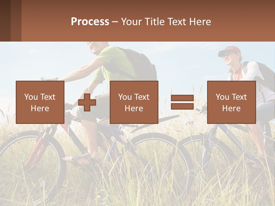 A Couple Of People Riding Bikes Through A Field PowerPoint Template