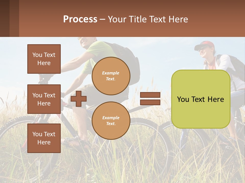 A Couple Of People Riding Bikes Through A Field PowerPoint Template