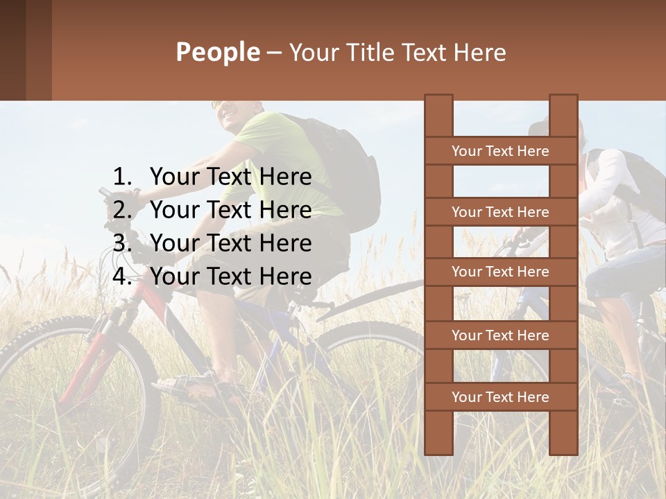 A Couple Of People Riding Bikes Through A Field PowerPoint Template