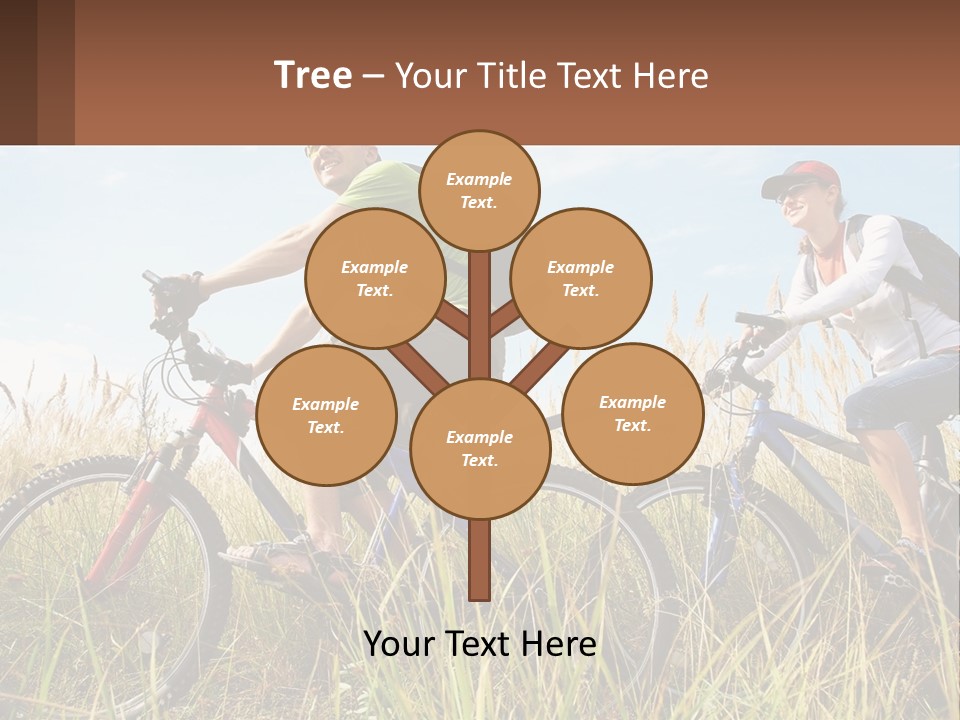 A Couple Of People Riding Bikes Through A Field PowerPoint Template