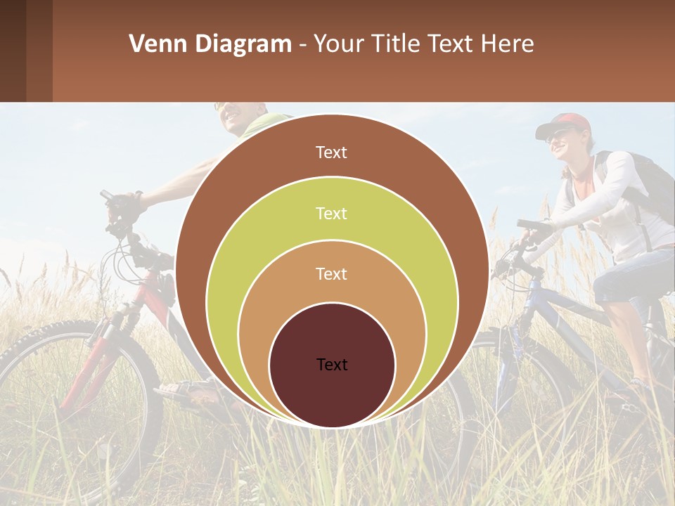 A Couple Of People Riding Bikes Through A Field PowerPoint Template