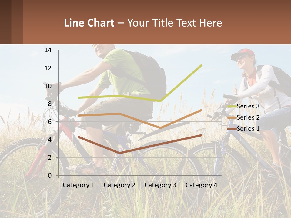 A Couple Of People Riding Bikes Through A Field PowerPoint Template