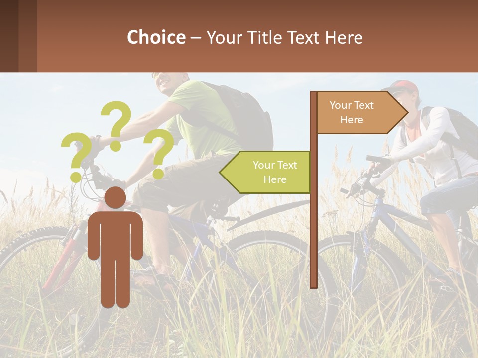 A Couple Of People Riding Bikes Through A Field PowerPoint Template