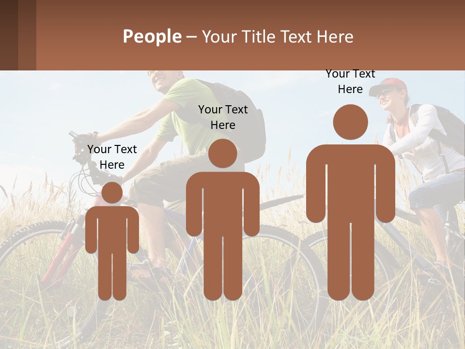 A Couple Of People Riding Bikes Through A Field PowerPoint Template