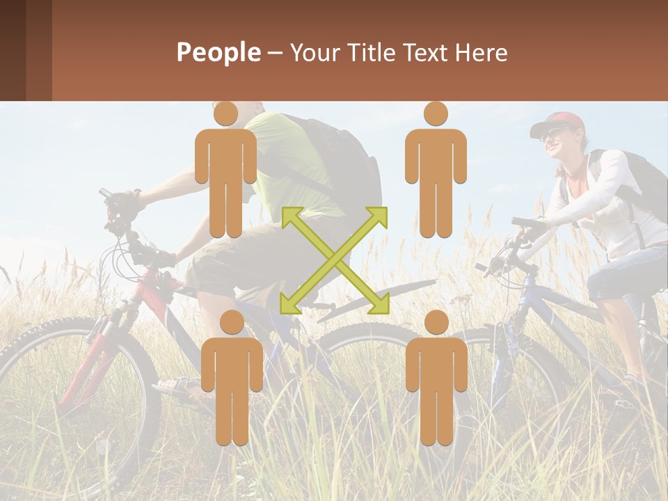 A Couple Of People Riding Bikes Through A Field PowerPoint Template