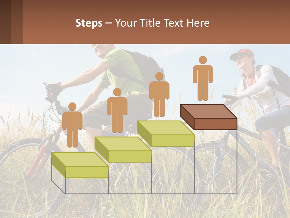 A Couple Of People Riding Bikes Through A Field PowerPoint Template