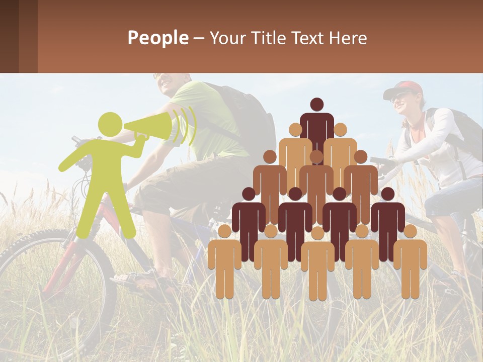 A Couple Of People Riding Bikes Through A Field PowerPoint Template
