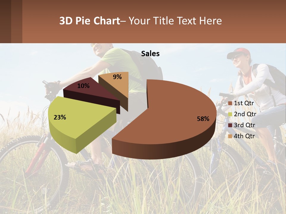 A Couple Of People Riding Bikes Through A Field PowerPoint Template