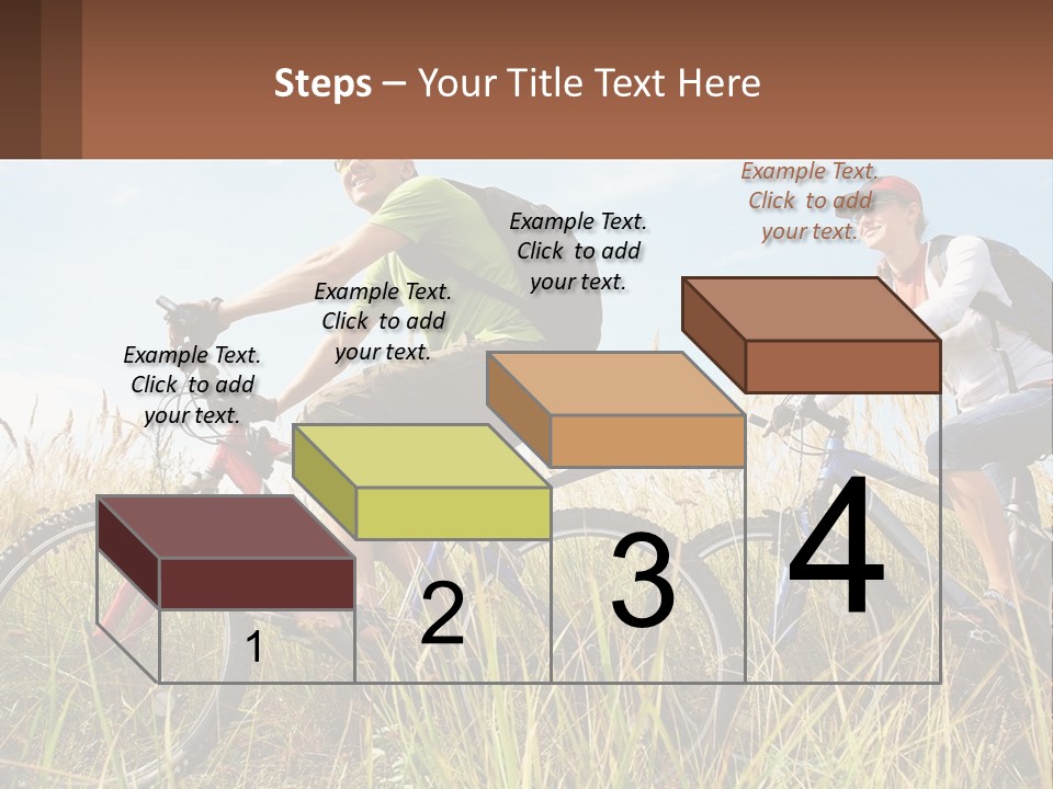 A Couple Of People Riding Bikes Through A Field PowerPoint Template