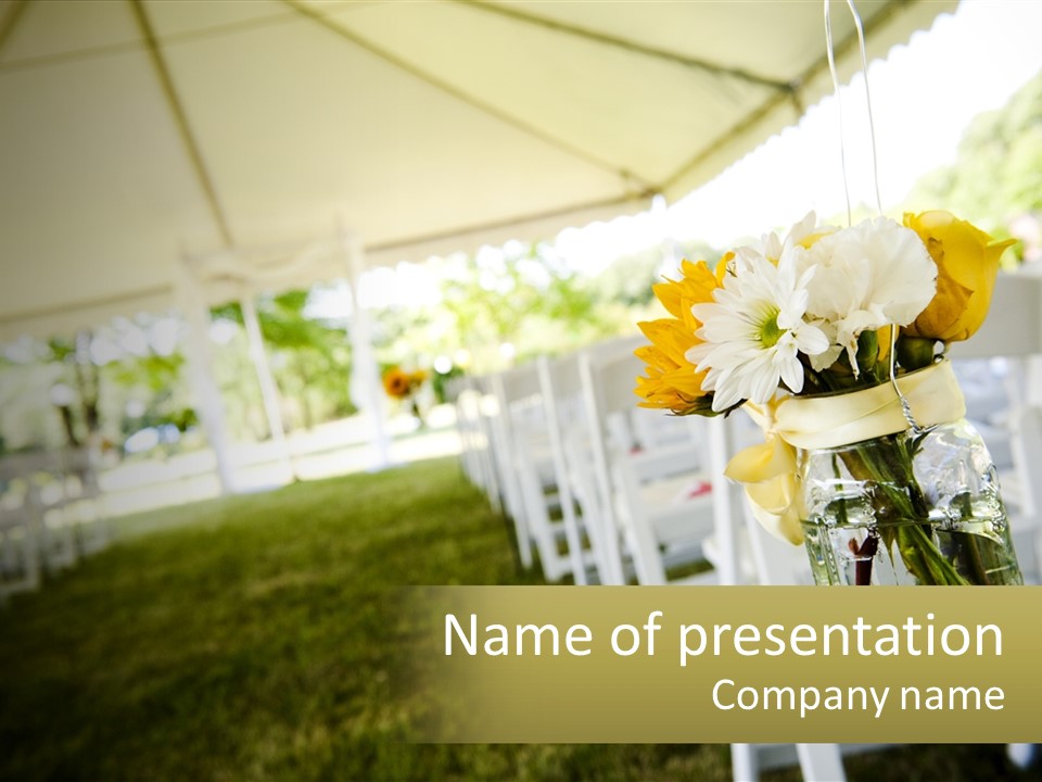 A Bunch Of White And Yellow Flowers In A Vase PowerPoint Template