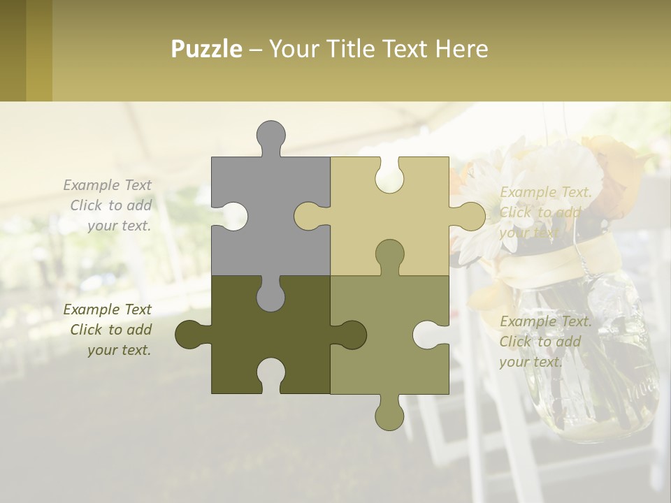 A Mason Jar Filled With Yellow And White Flowers PowerPoint Template