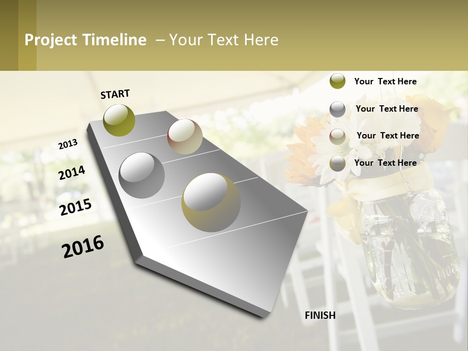 A Mason Jar Filled With Yellow And White Flowers PowerPoint Template