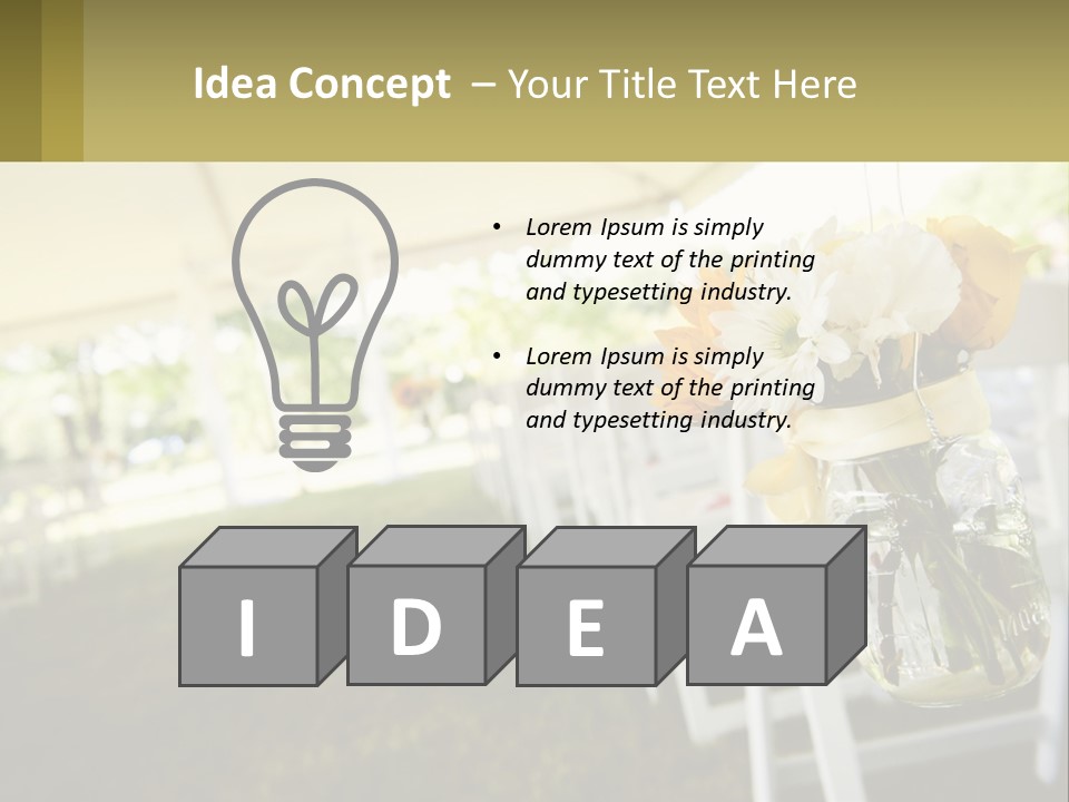 A Mason Jar Filled With Yellow And White Flowers PowerPoint Template