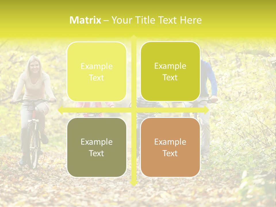 A Family Riding Bikes Through A Wooded Area PowerPoint Template
