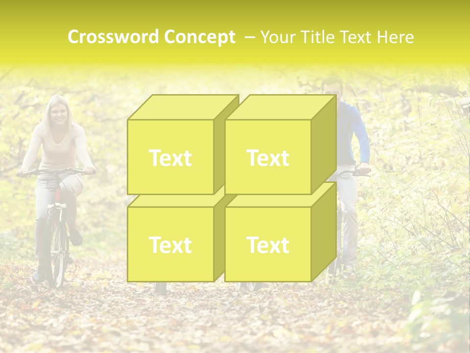 A Family Riding Bikes Through A Wooded Area PowerPoint Template