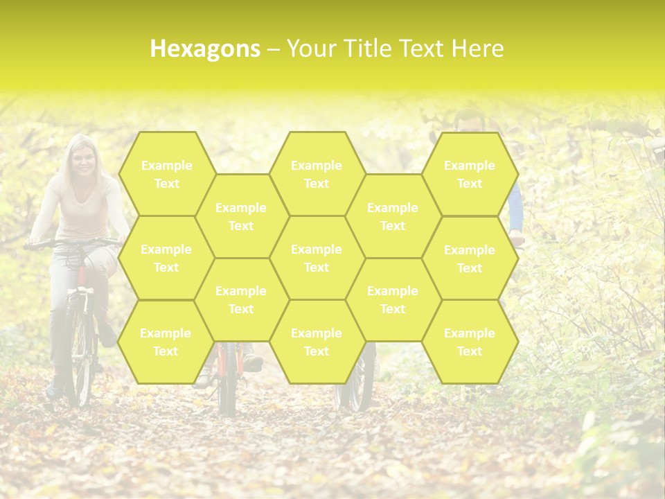 A Family Riding Bikes Through A Wooded Area PowerPoint Template