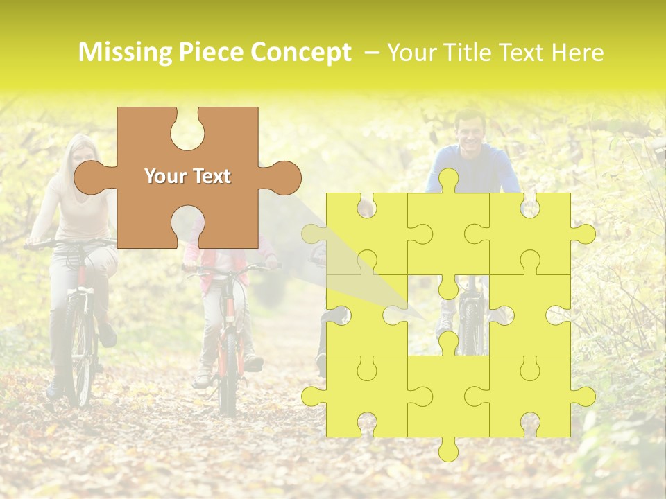 A Family Riding Bikes Through A Wooded Area PowerPoint Template