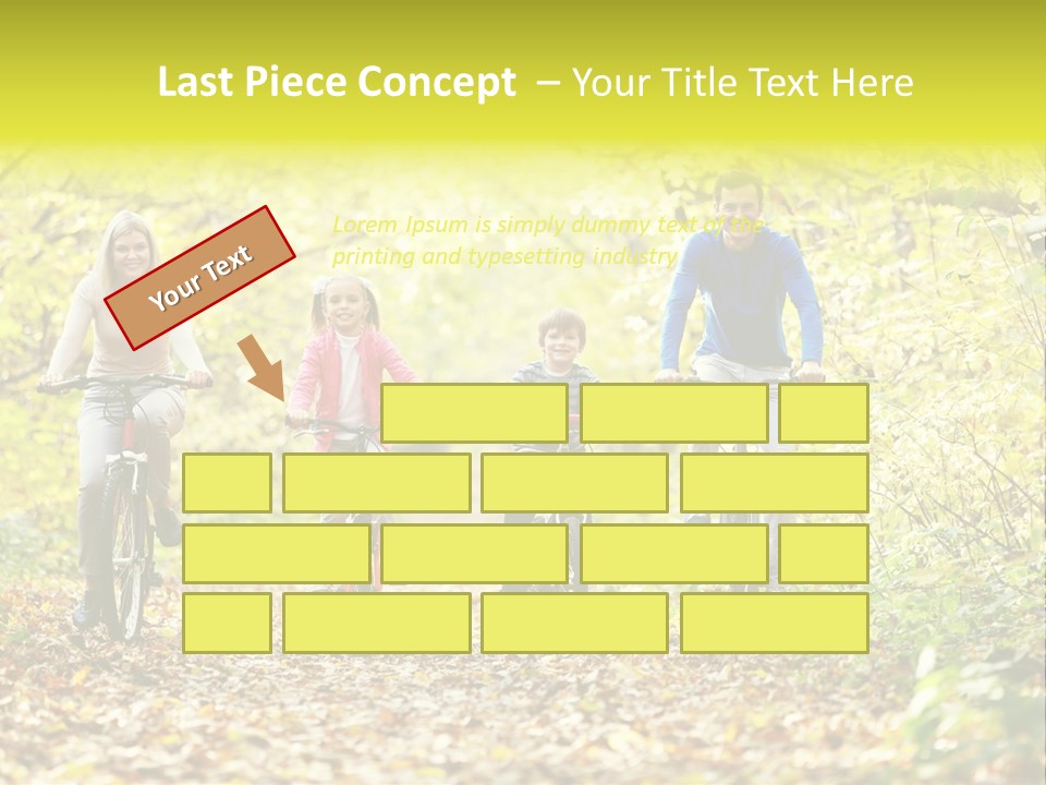 A Family Riding Bikes Through A Wooded Area PowerPoint Template