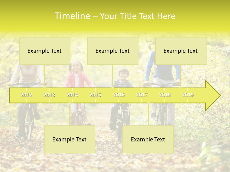 A Family Riding Bikes Through A Wooded Area PowerPoint Template