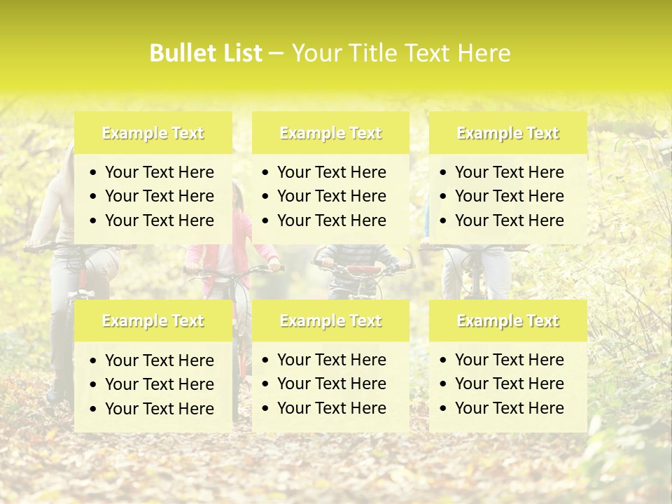 A Family Riding Bikes Through A Wooded Area PowerPoint Template