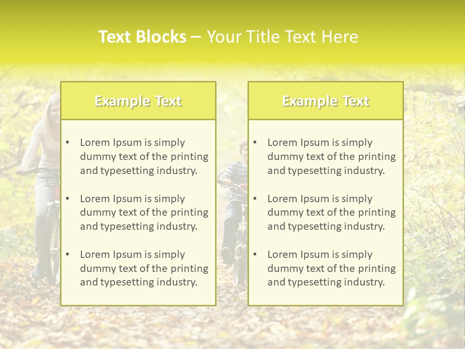 A Family Riding Bikes Through A Wooded Area PowerPoint Template