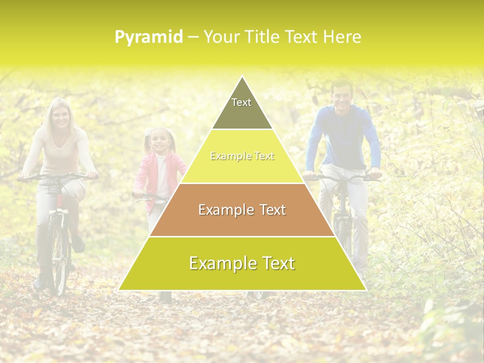 A Family Riding Bikes Through A Wooded Area PowerPoint Template