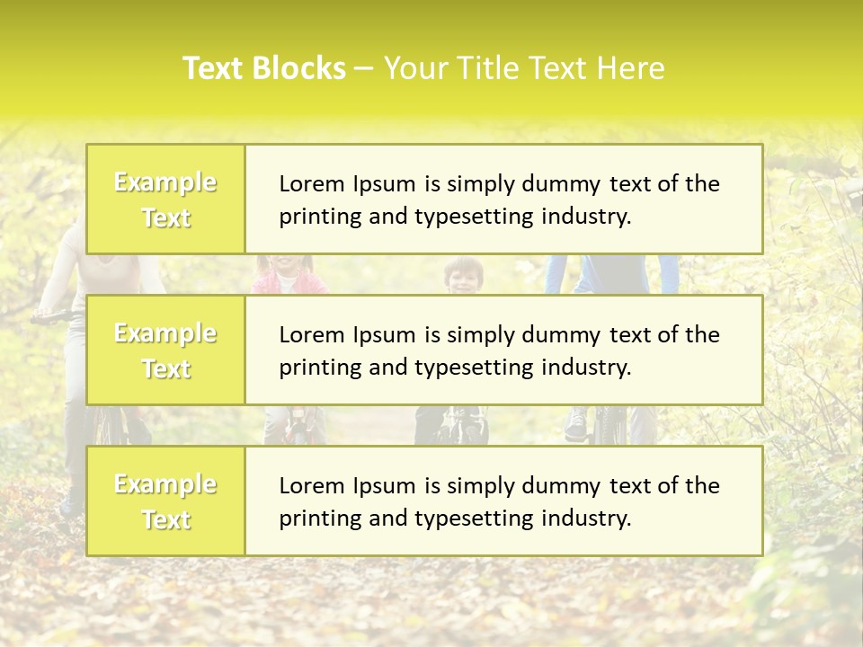 A Family Riding Bikes Through A Wooded Area PowerPoint Template